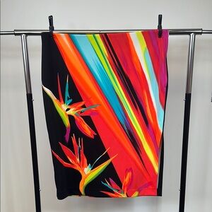 Worthington Woman Hawaiian Floral Pencil Midi Skirt Resort Wear Size 18W